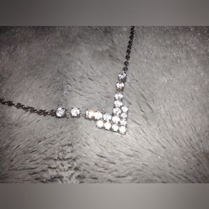 Vintage Rhinestone/Diamonté and Silver Chevron Necklace